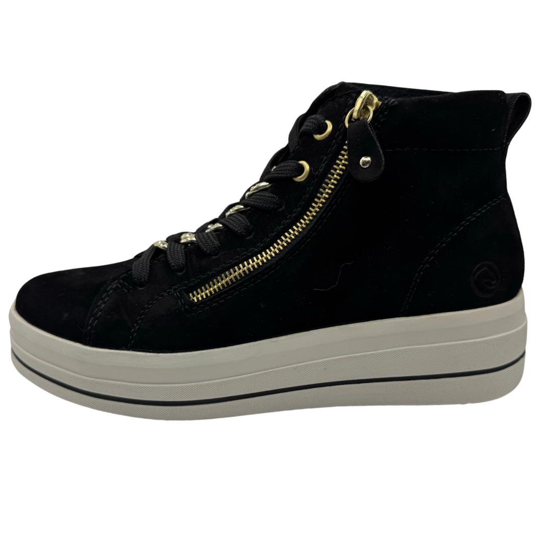 Remonte Black Suede High Top Trainers