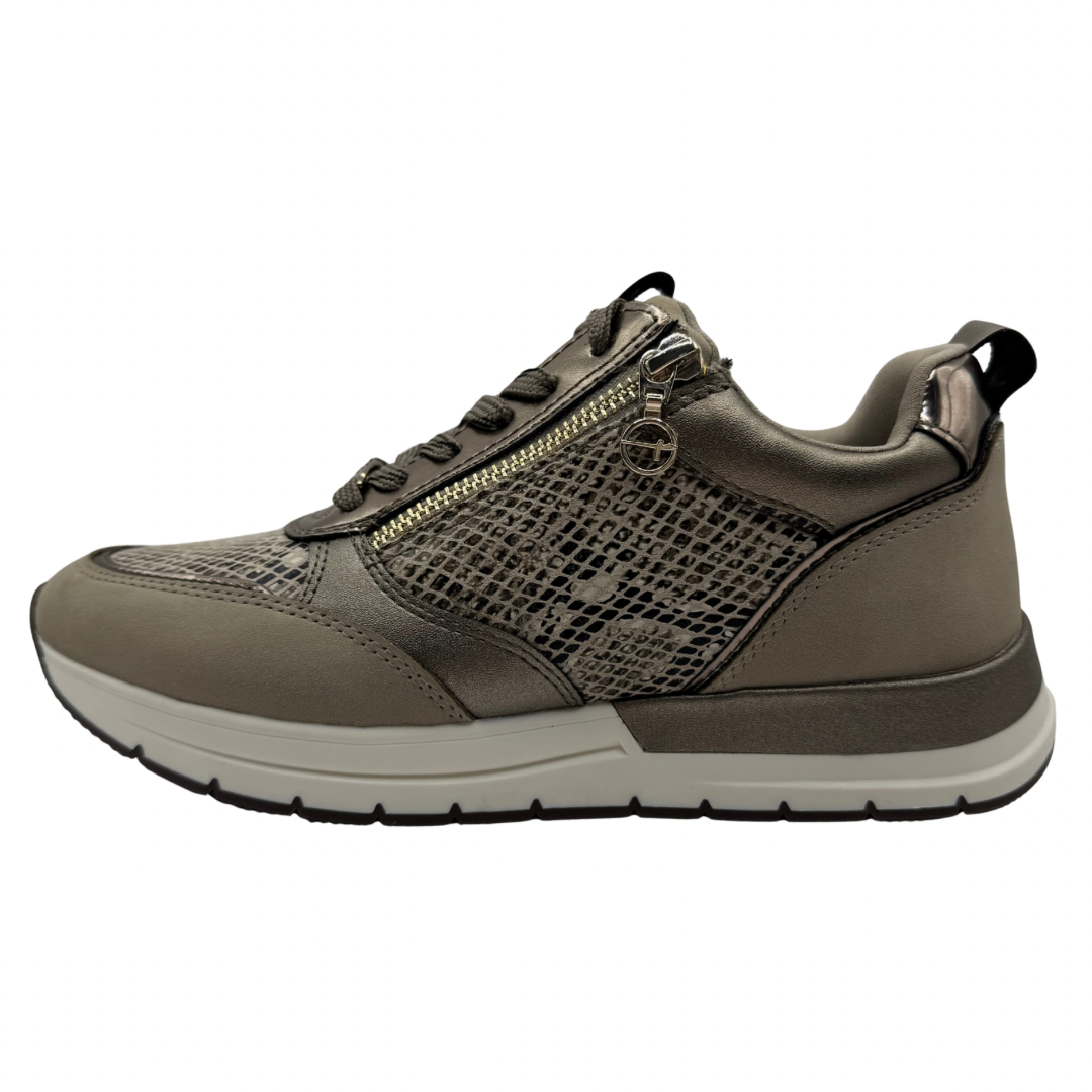Tamaris Taupe &amp; Snake Print Trainers