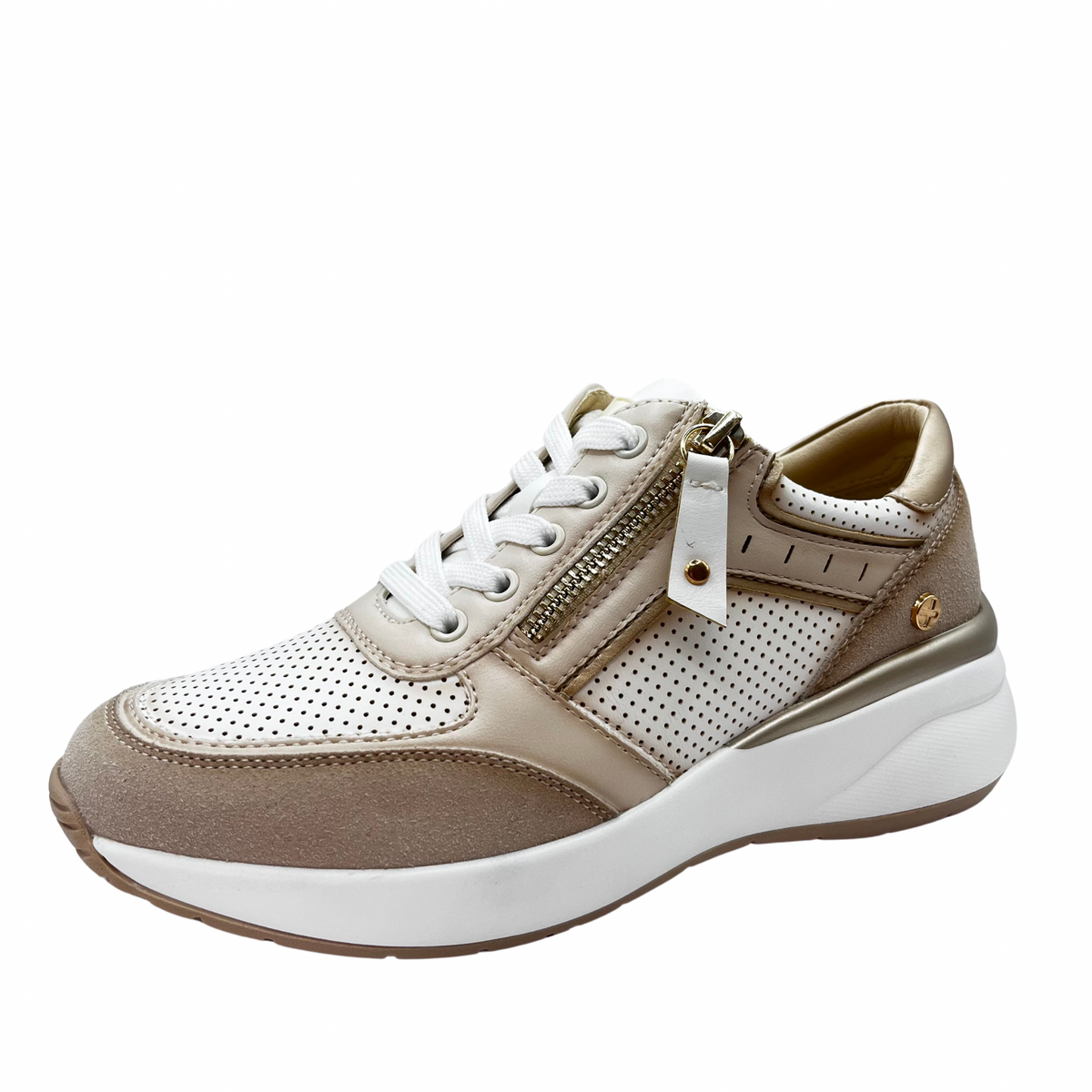 Xti Champange and Cream Trainers with Perforated Detail