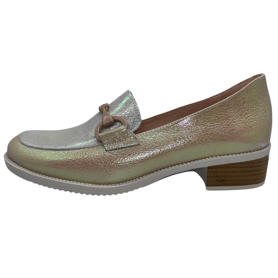 Jose Saenz Beige Iridescent Leather Loafers