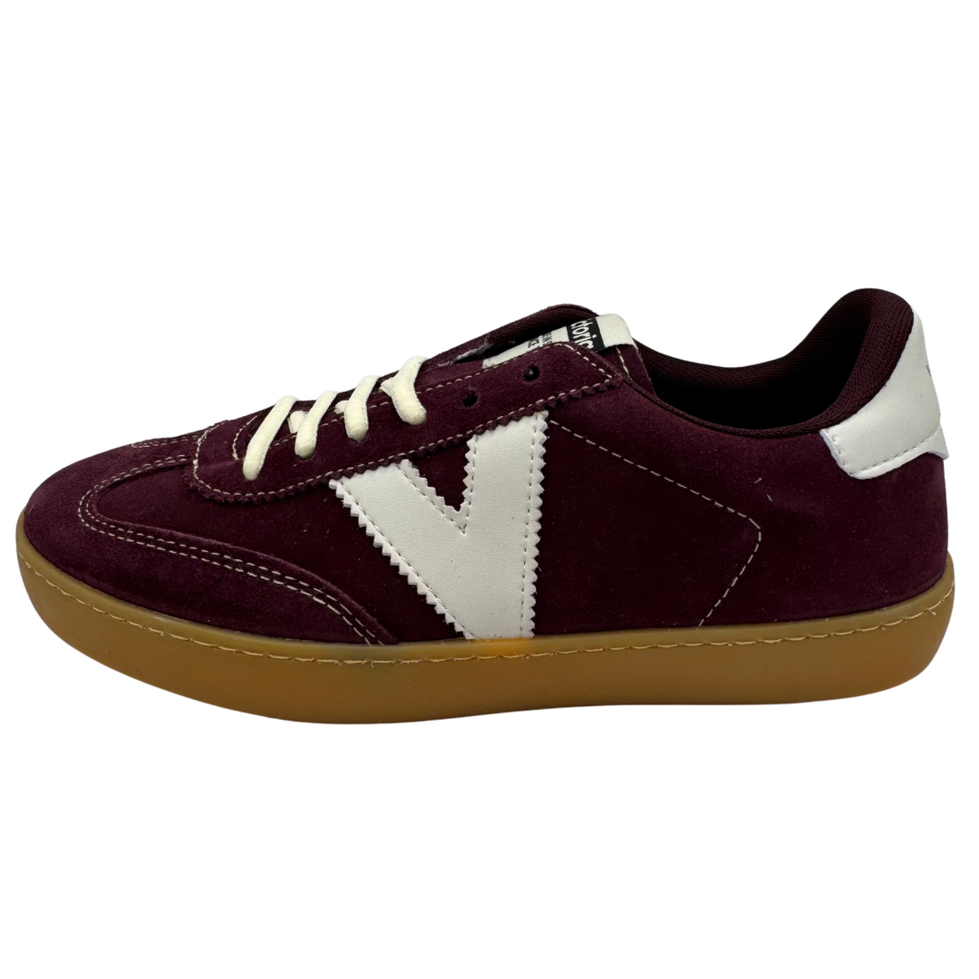 Victoria Burgundy &amp; White Trainers