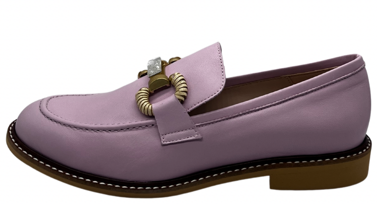 Marian Powder Pink Loafer with Chain Detail