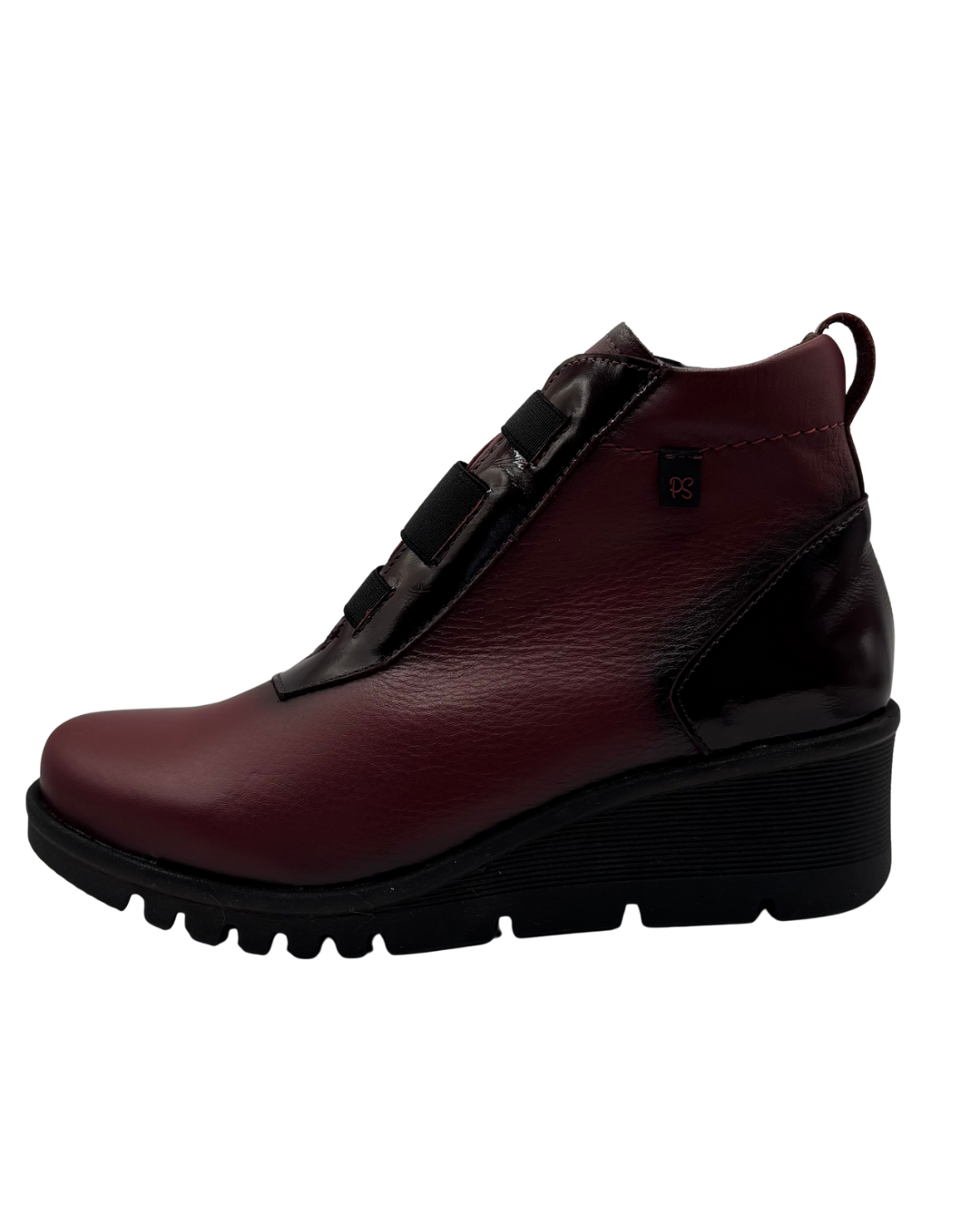 Pepe Saenz Burgundy Wedged Elasticated Boot with Side Zip