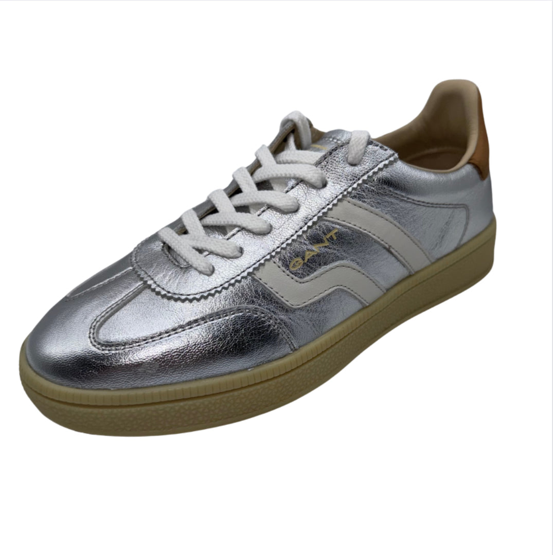 Gant Silver Metallic Leather Trainers