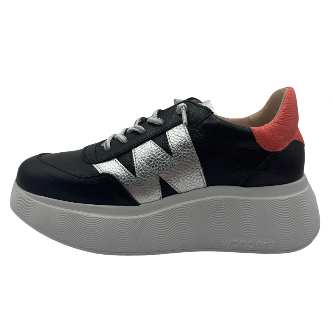 Wonders Black &amp; Coral Trainers