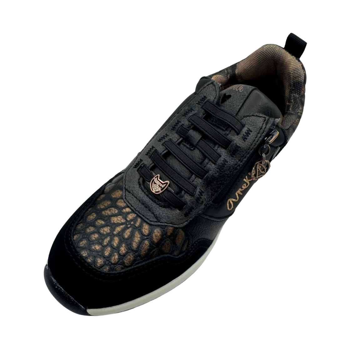 Anekke Black &amp; Bronze Wedge Trainers