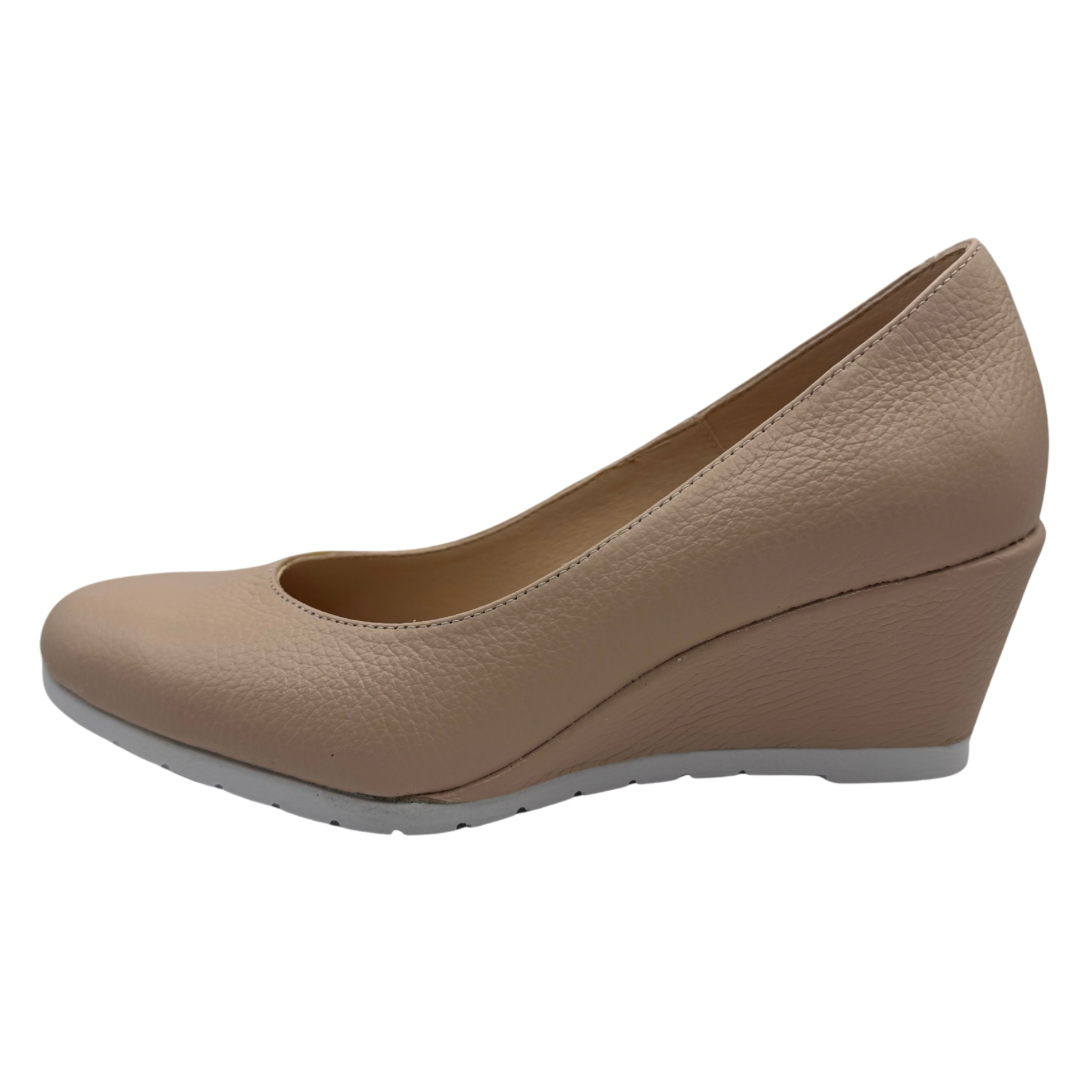 Jose Saenz Nude Leather Wedge