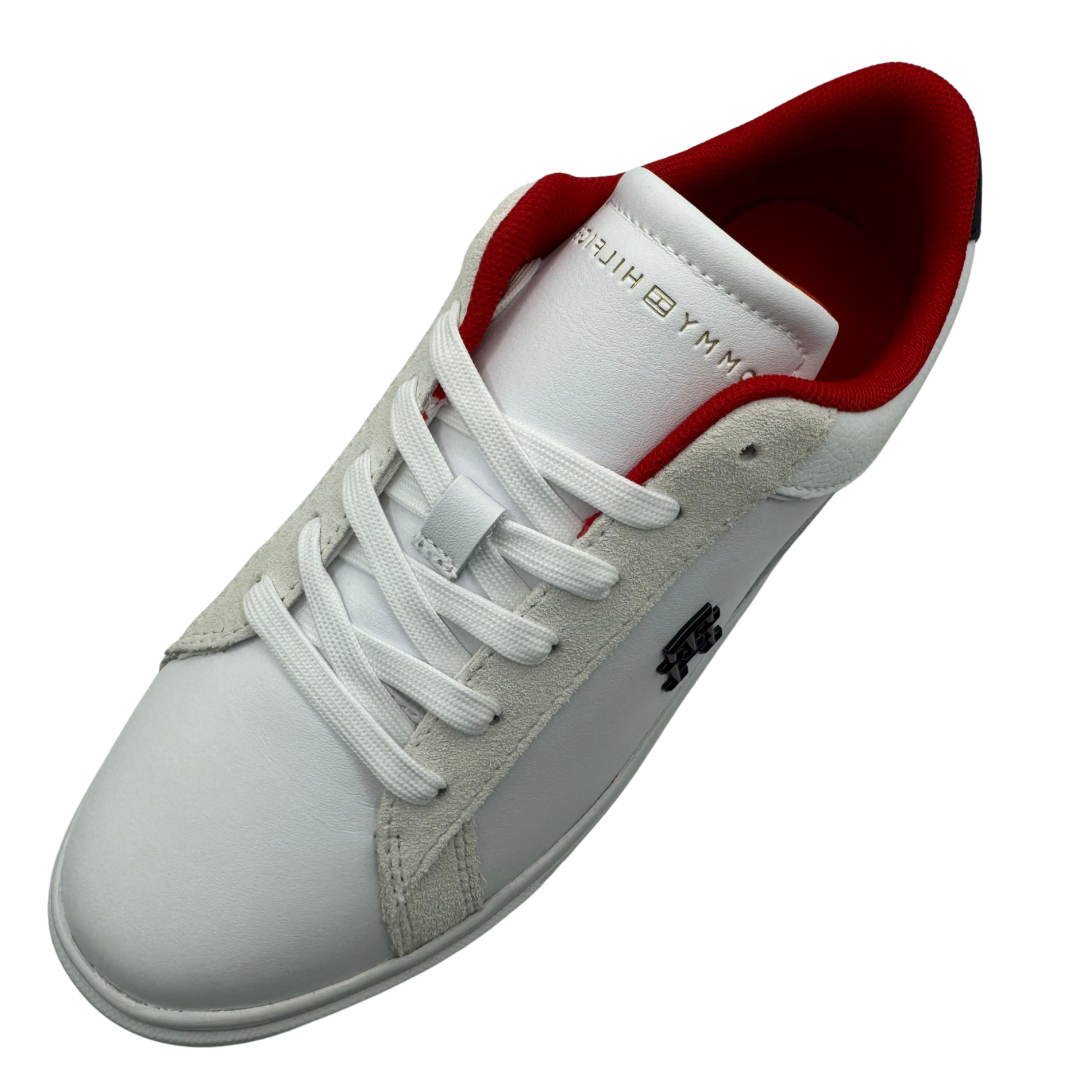 Tommy Hilfiger White and Red Platform Leather Trainers