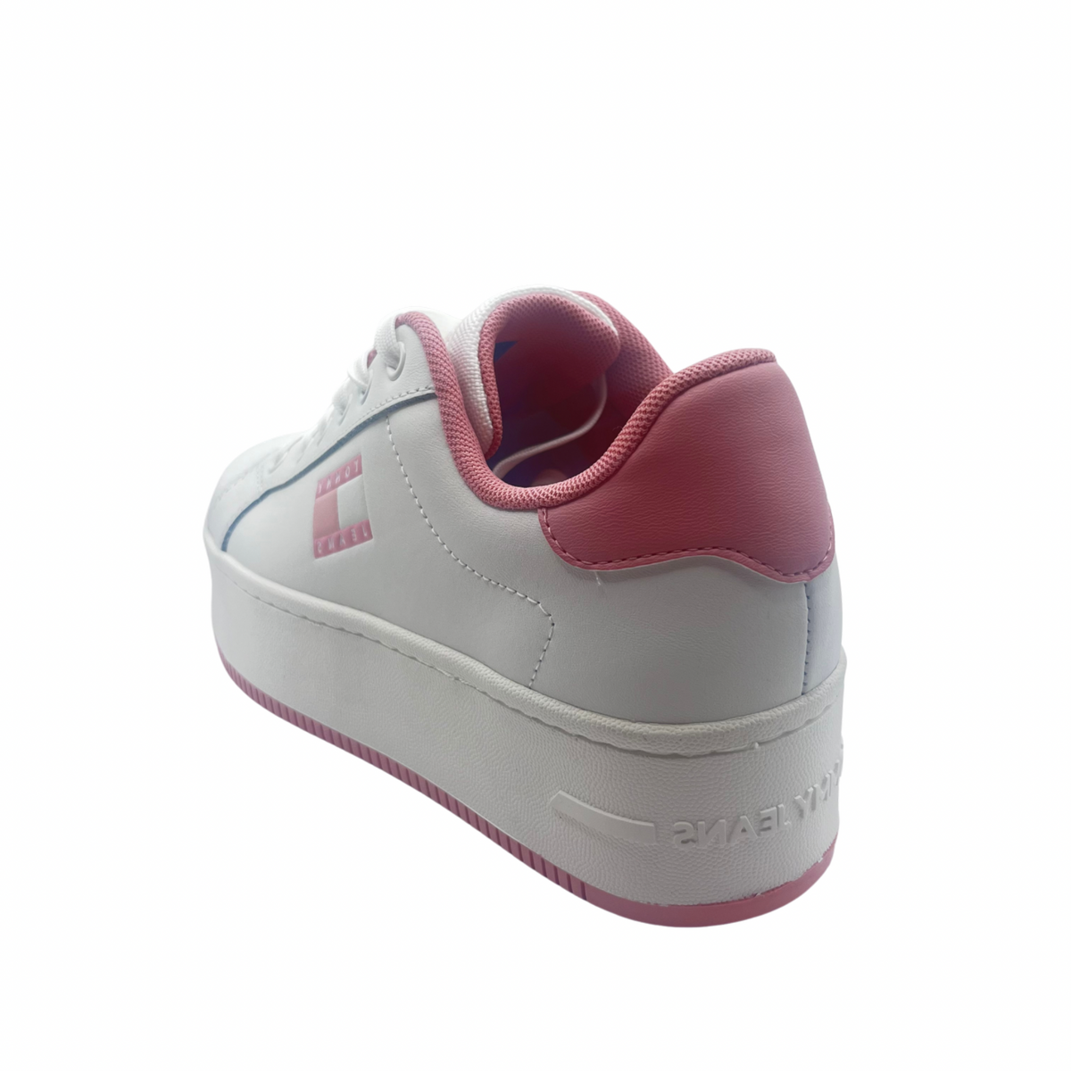 Tommy Jeans White and Pink Platform Trainers