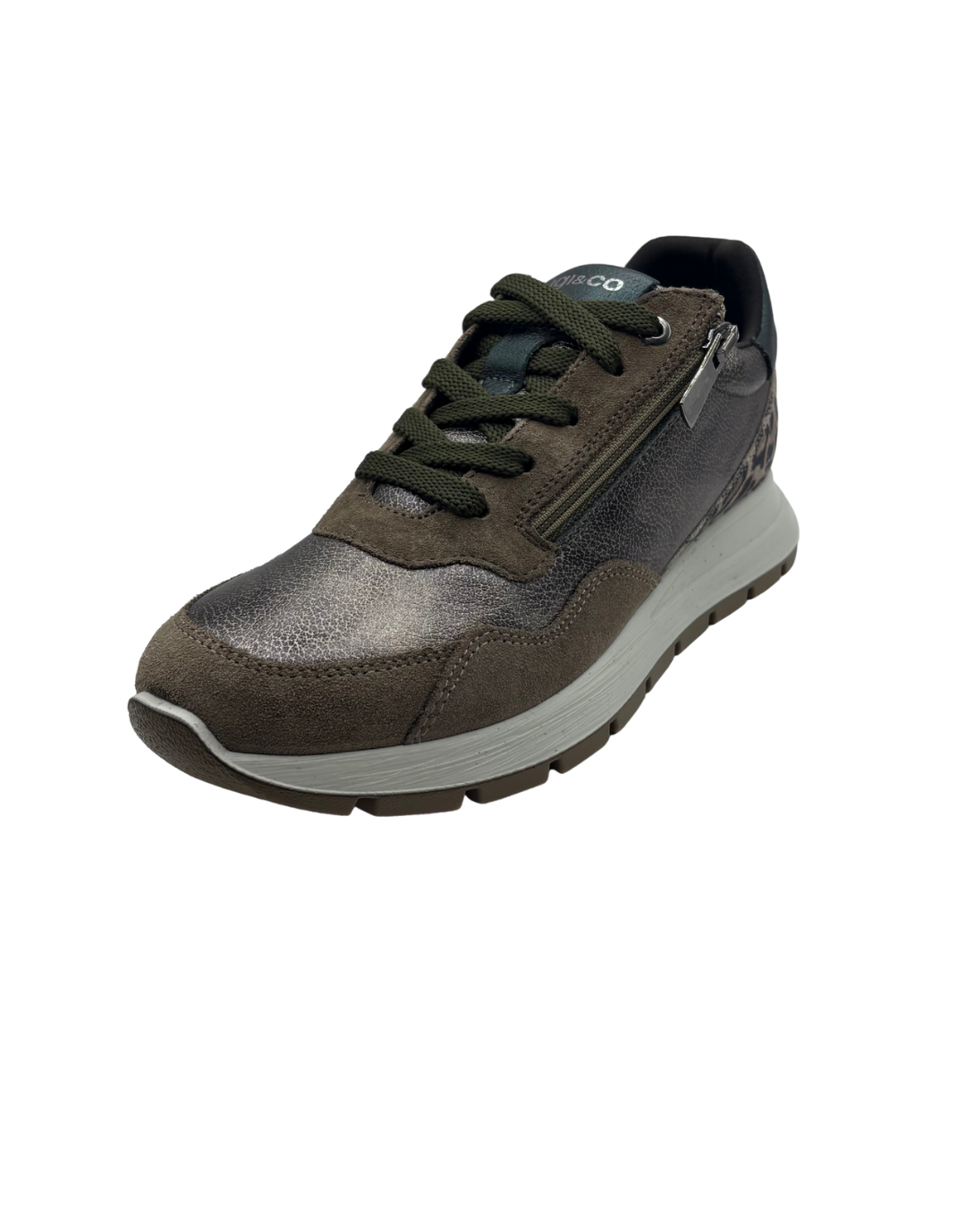 Igi &amp; Co Beige and Bronze Trainer with Leopard Print Detail