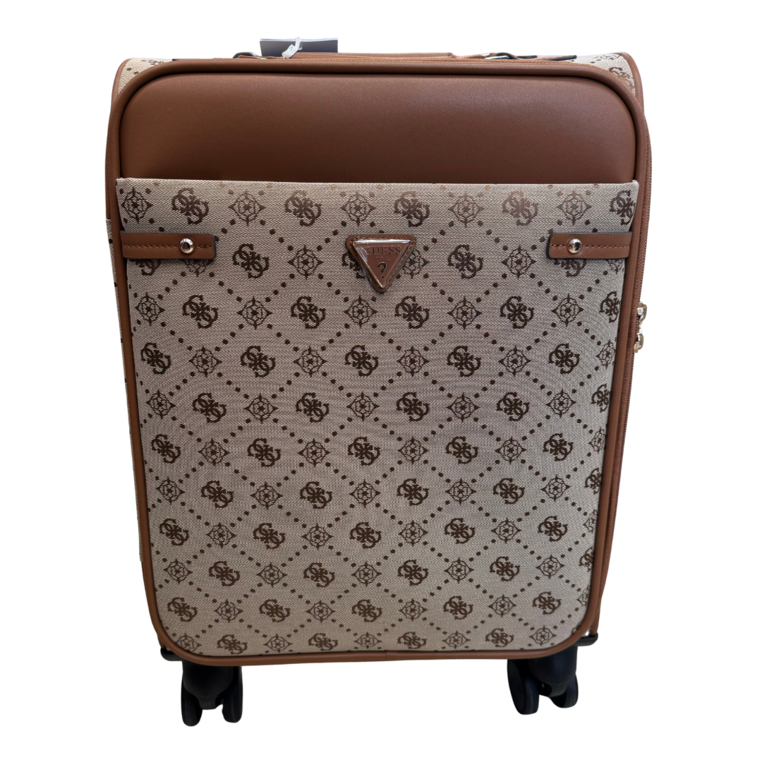Guess Light Brown Small Logo Print Suitcase