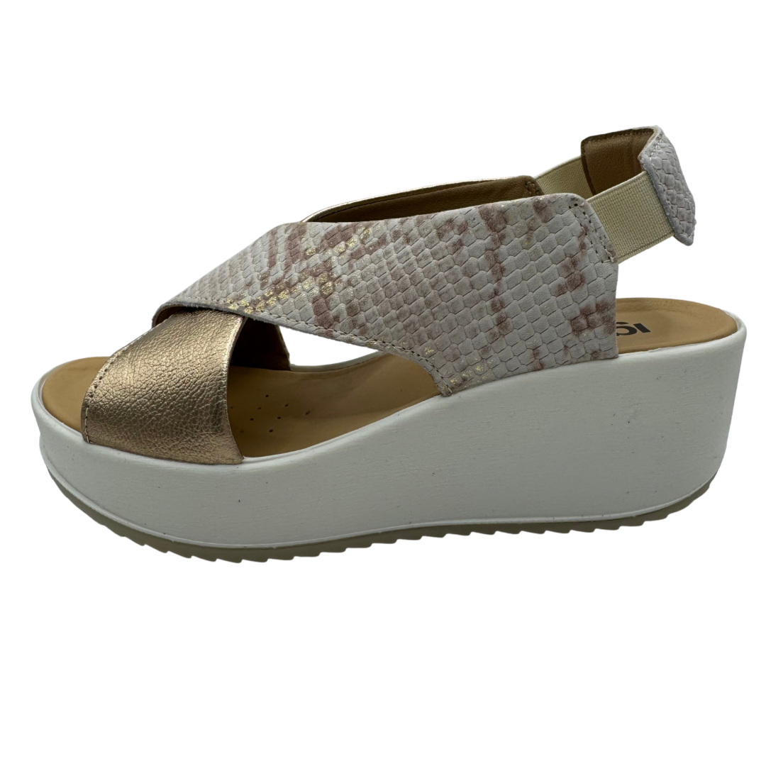 Igi &amp; Co Gold &amp; Snake Print Wedge Sandals