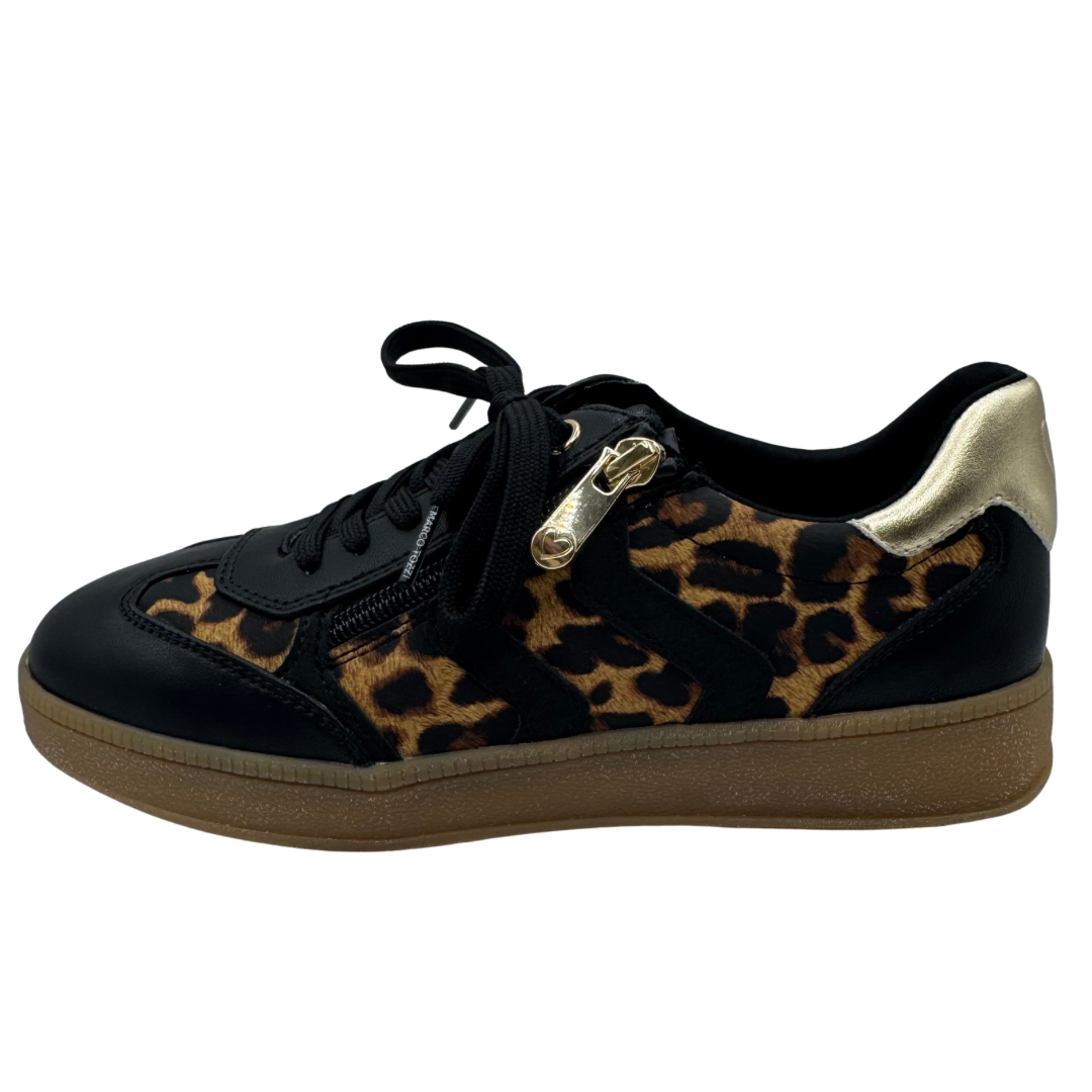 Marco Tozzi Black &amp; Leopard Print Trainers