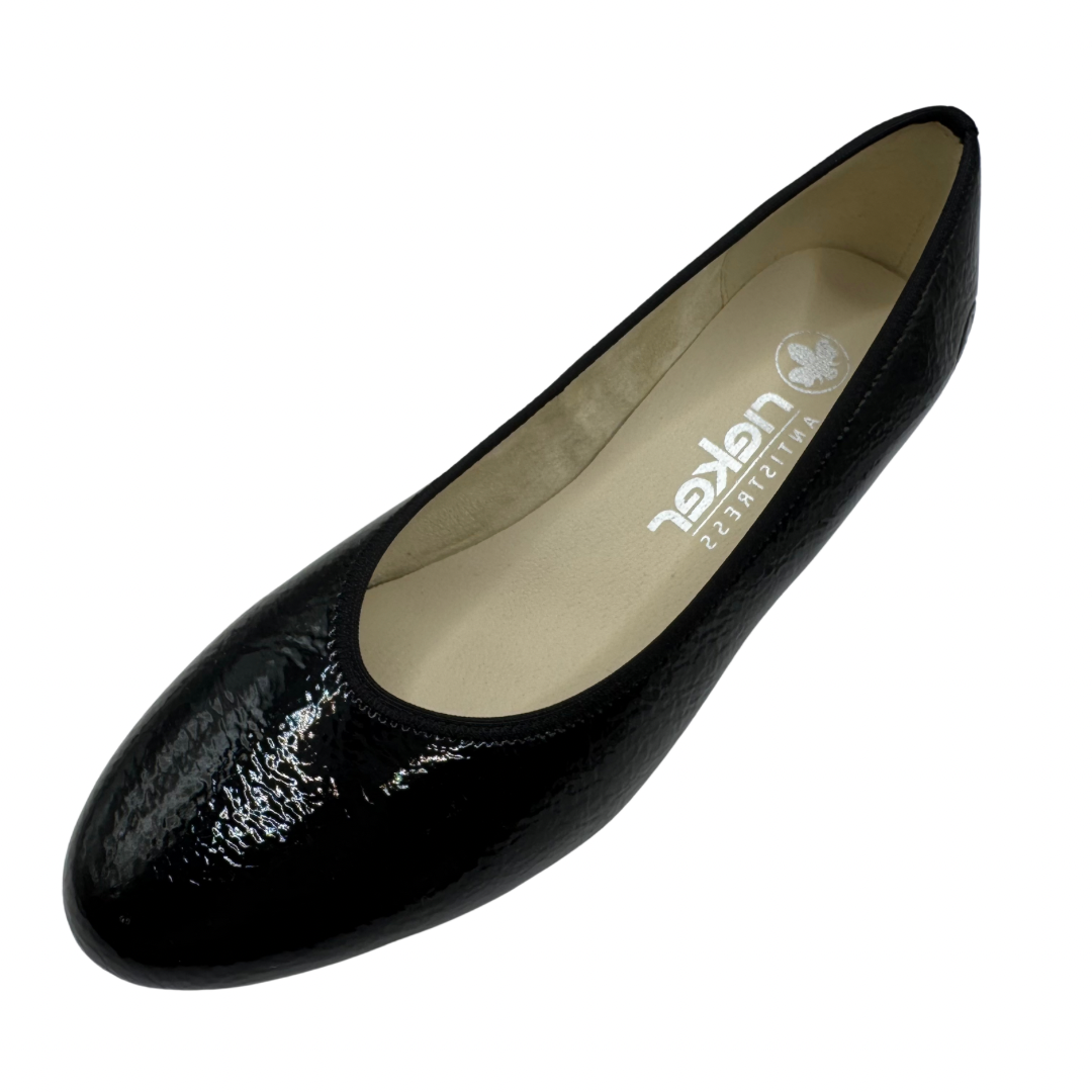 Rieker Black Patent Block Heel
