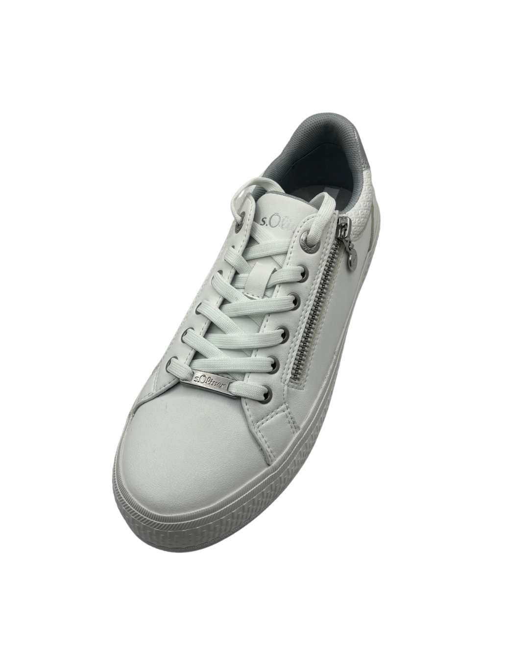 S Oliver White Platform Trainer with Side Zip
