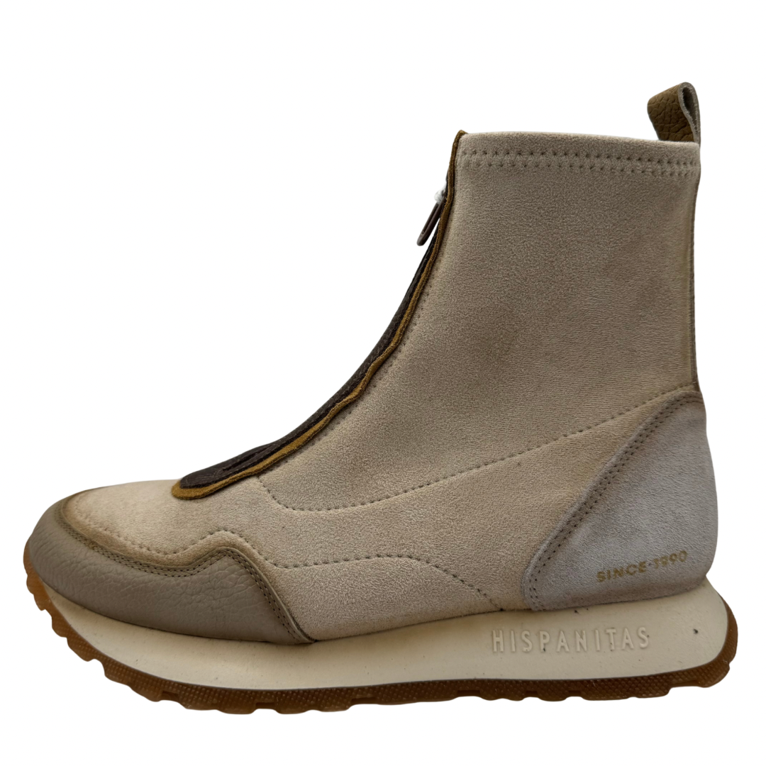 Hispanitas Cream Trainer Boots with Front Zip
