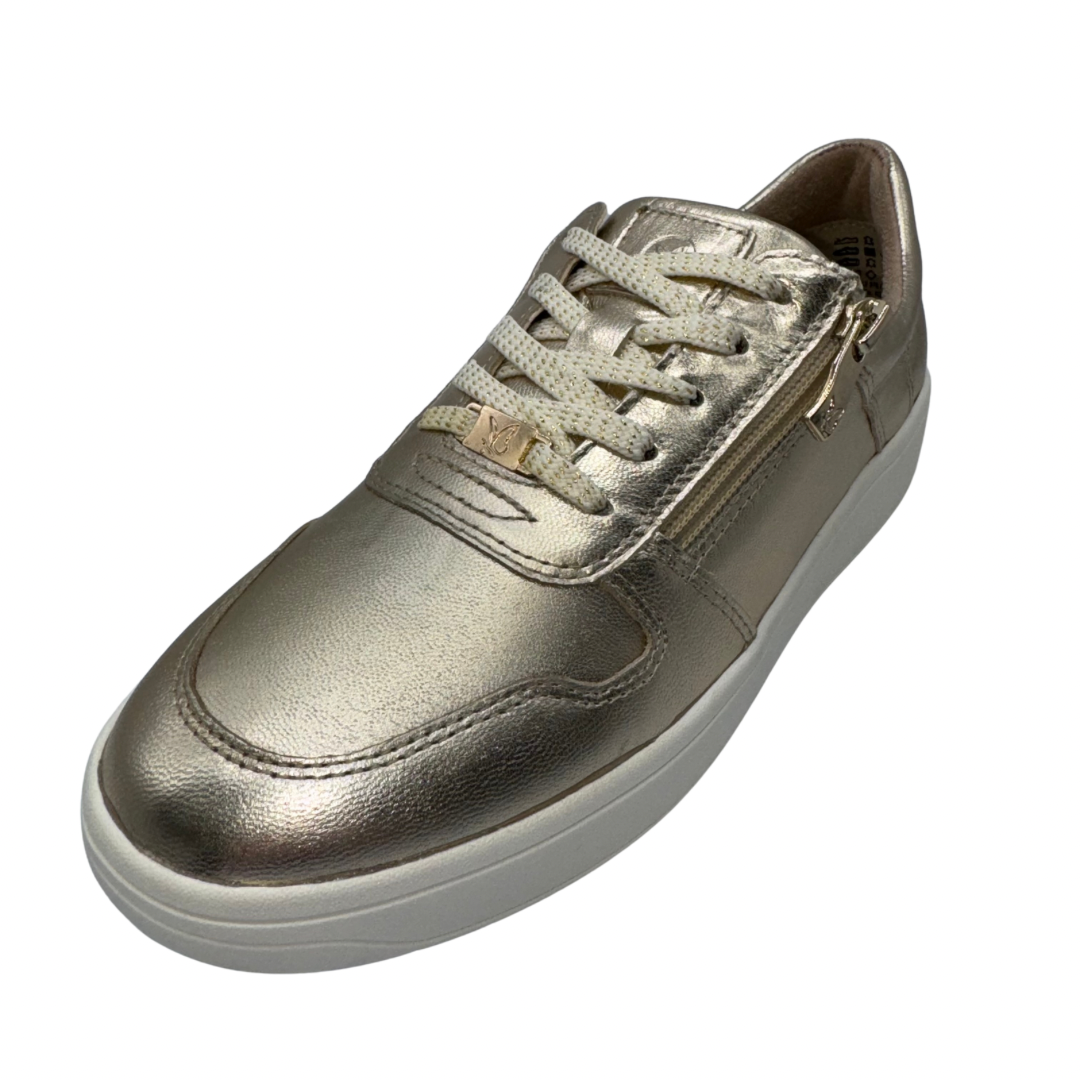 Caprice Gold Metallic Leather Trainers