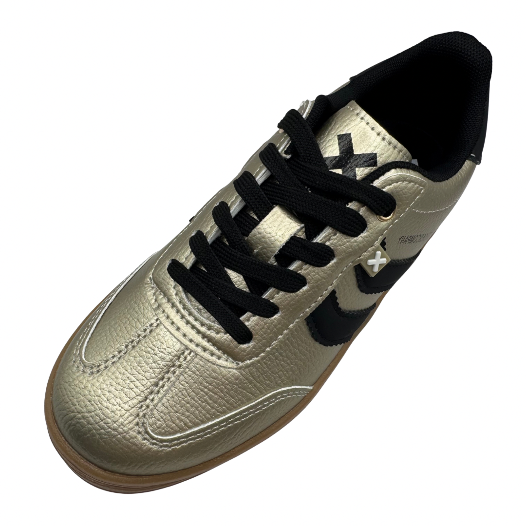 Xti Gold &amp; Black Platform Trainers