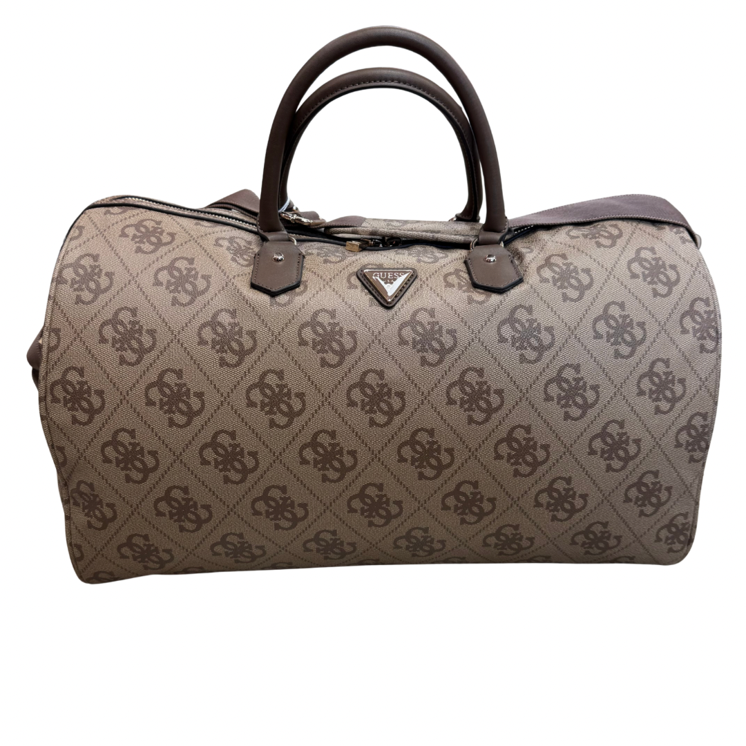 Guess Light Brown Logo Print Duffel Bag