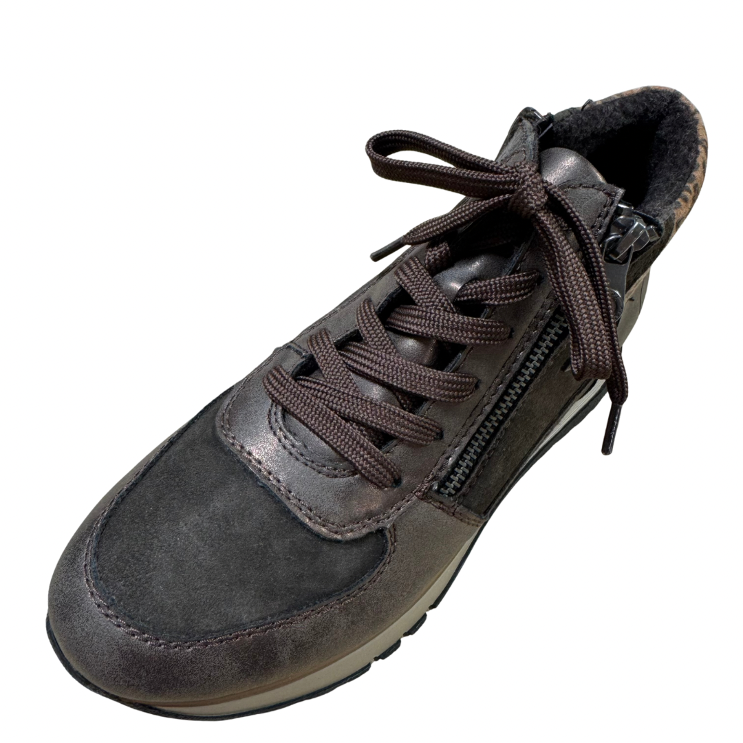 Rieker Brown &amp; Leopard Print Trainer Boots