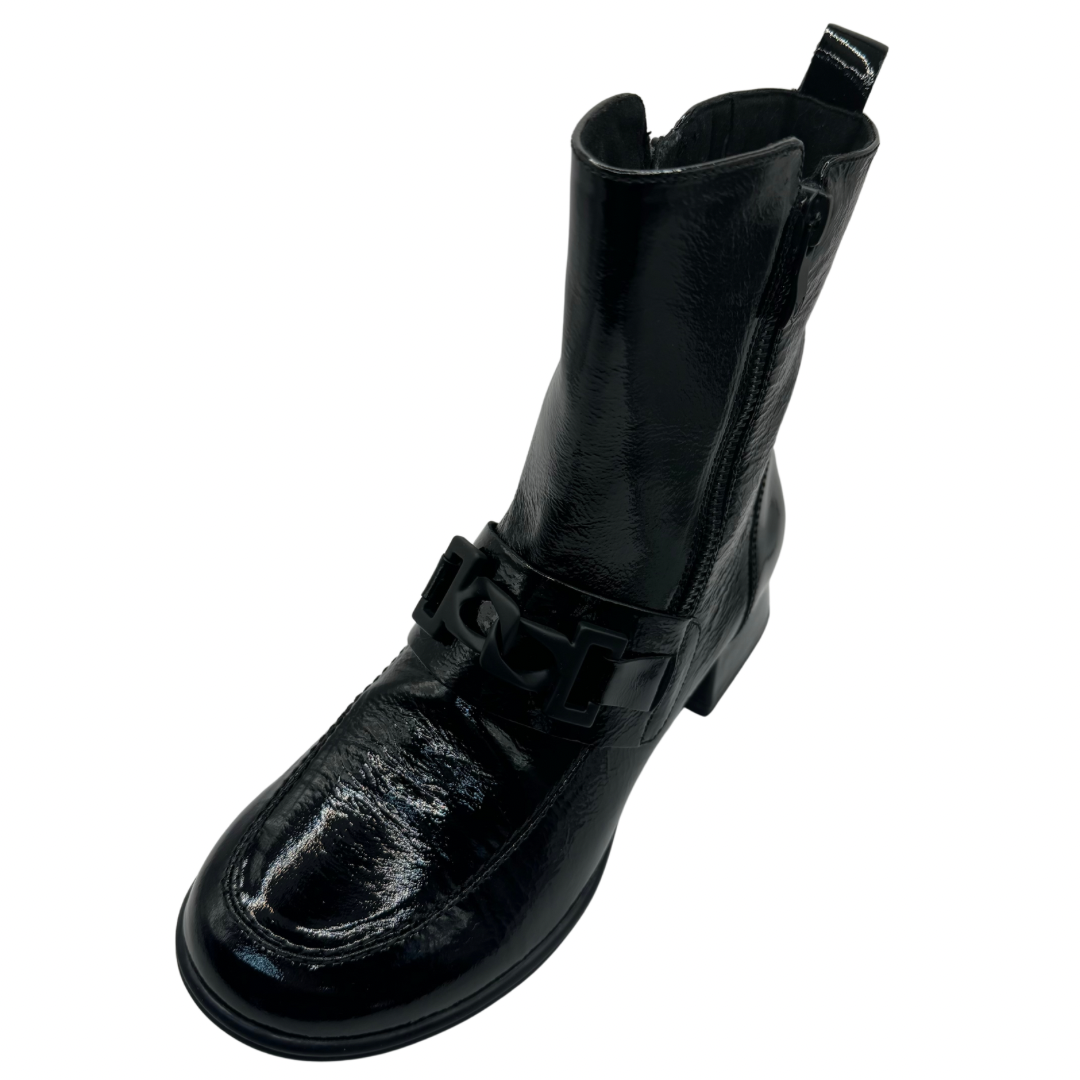 Caprice Black Patent Double Zip Boots