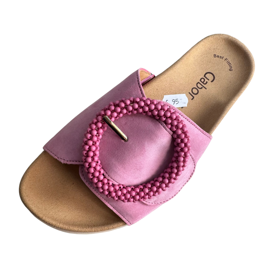 Gabor Pink Slip On Sandals with Beaded Circle Detail