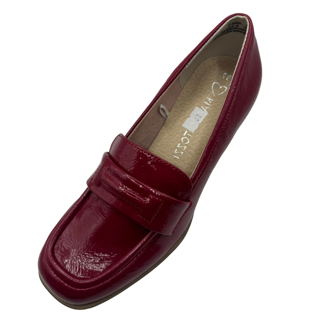 Marco Tozzi Red Patent Heeled Loafer