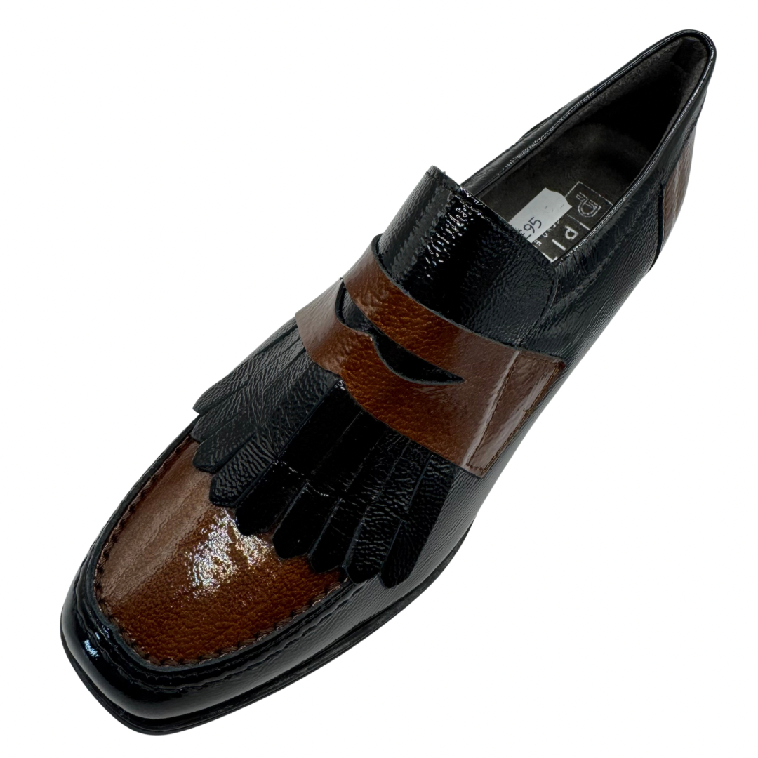 Pitillos Black &amp; Brown Patent Heeled Shoes