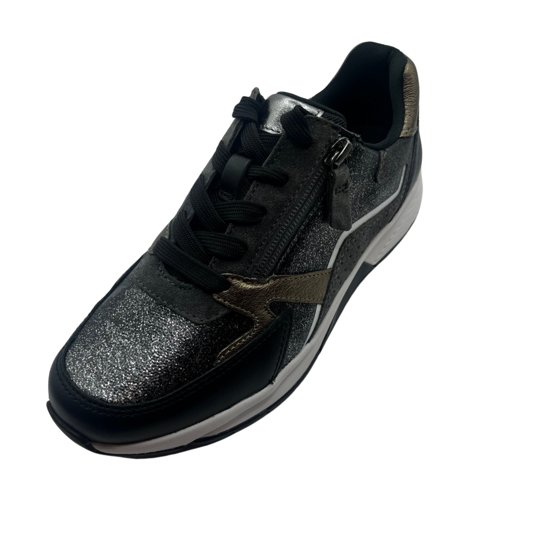 Rolling Soft Black and Bronze Wedged Trainer