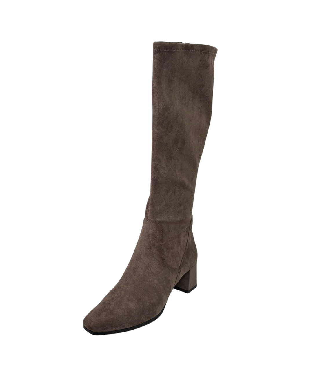 Caprice Taupe Suede Long Boot with Block Heel