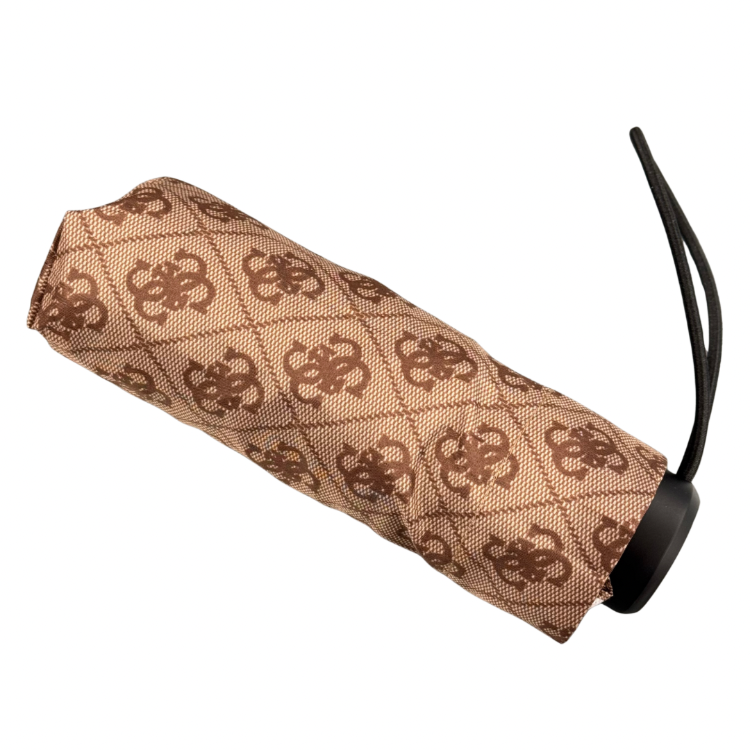 Guess Two Toned Brown Small Compact Umbrella