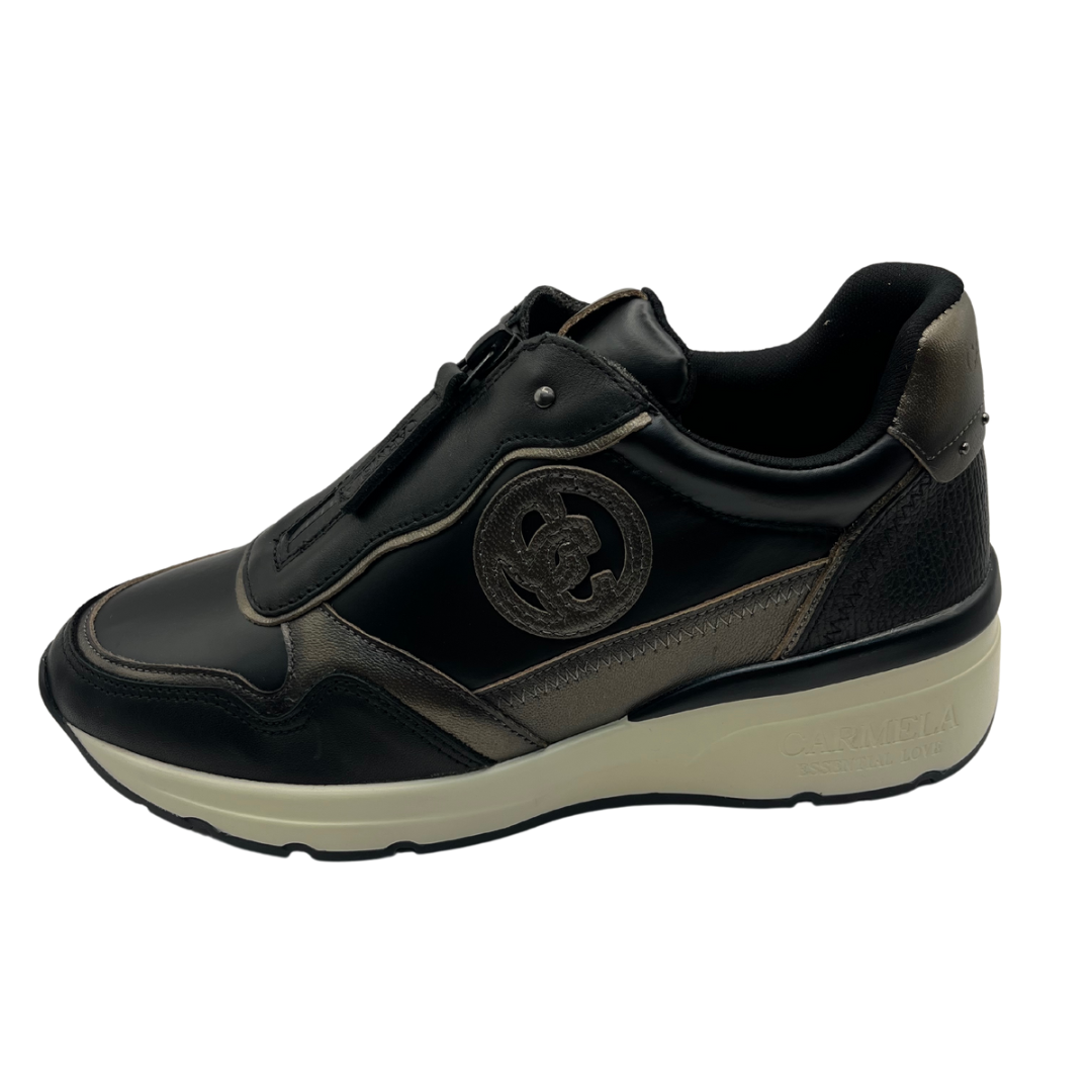 Carmela Black and Metallic Wedged Trainer