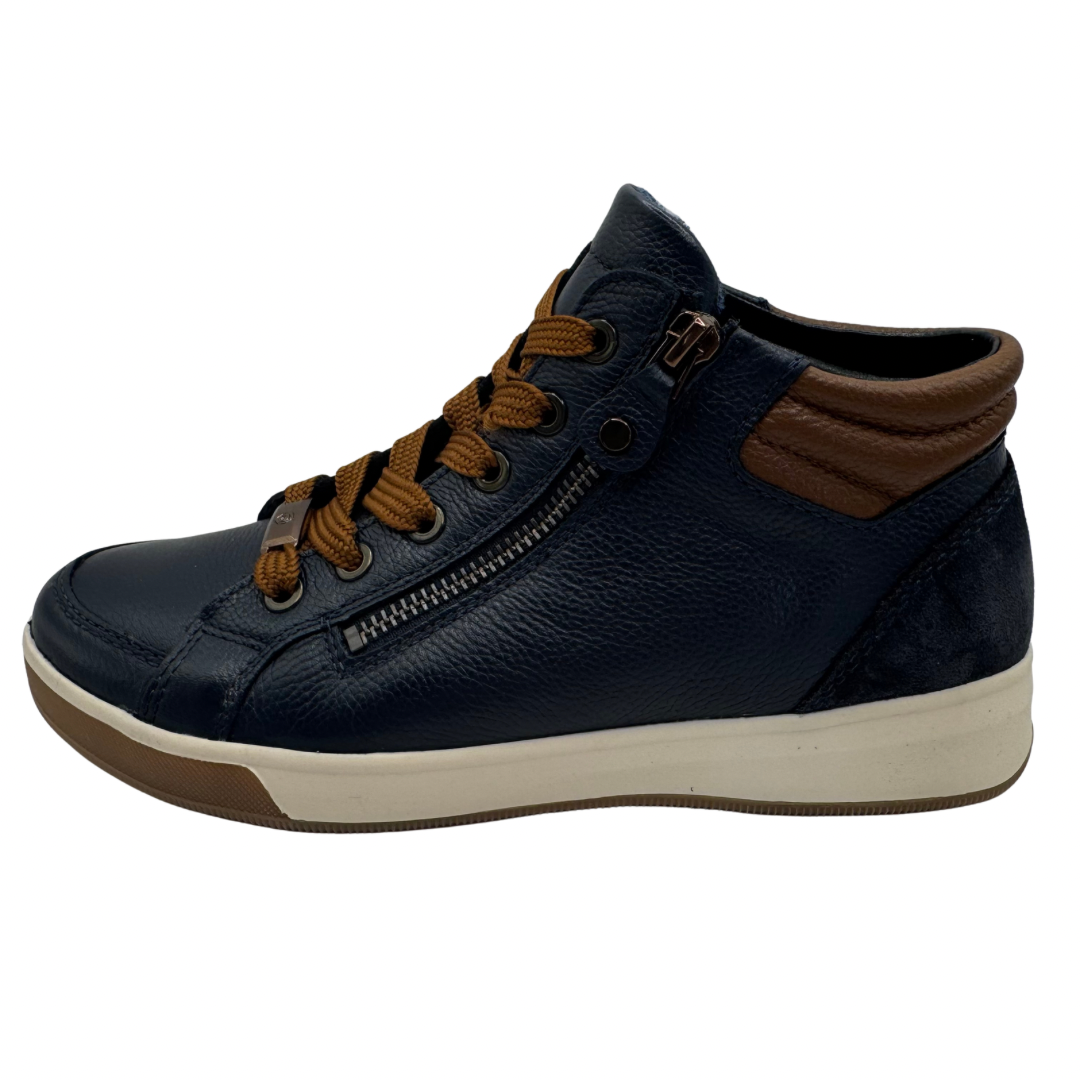 Ara Navy Trainer Boots with Side Zip