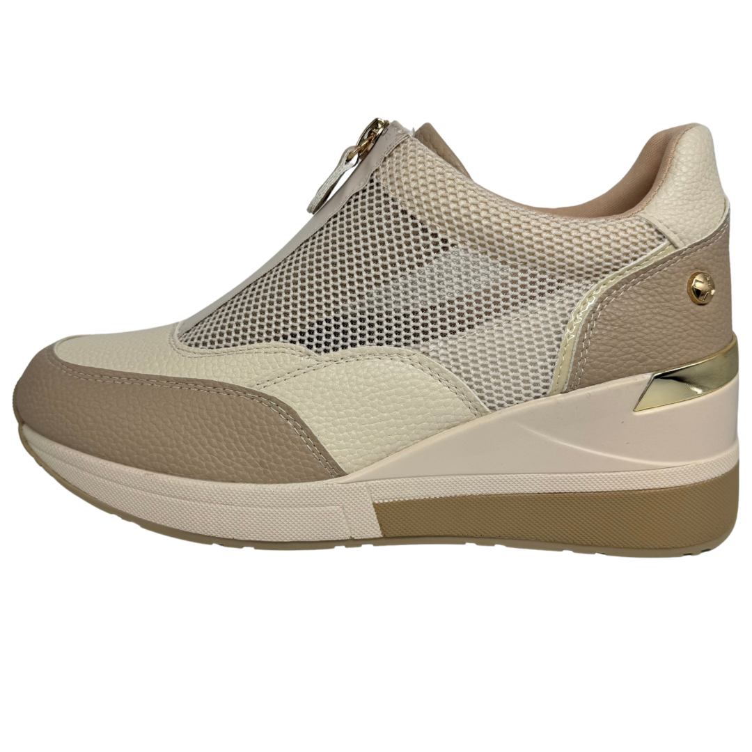 Xti Cream Netted Wedge Trainer