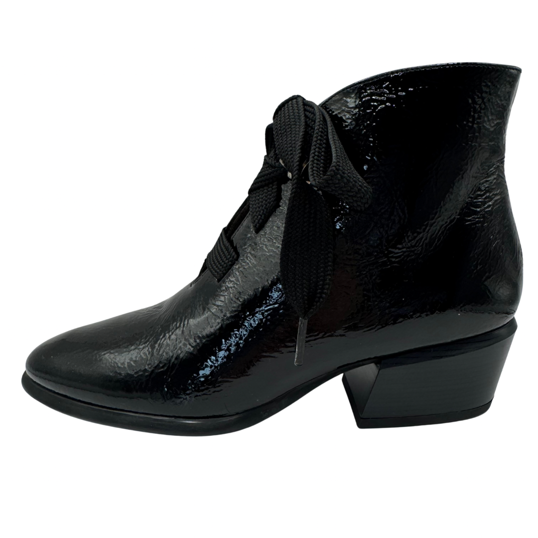 Hispanitas Black Heeled Boots with Lace Detail