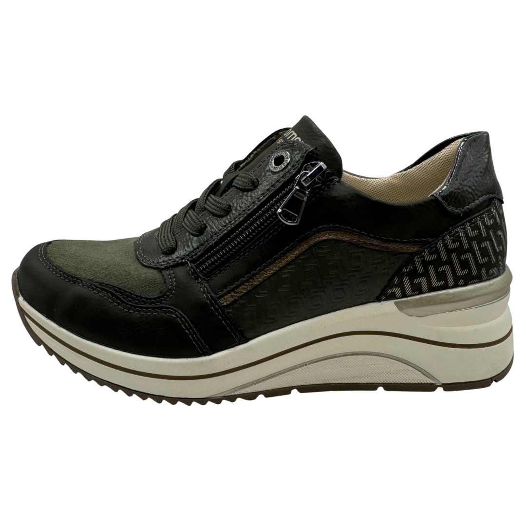 Remonte Green Wedge Trainers with Side Zip