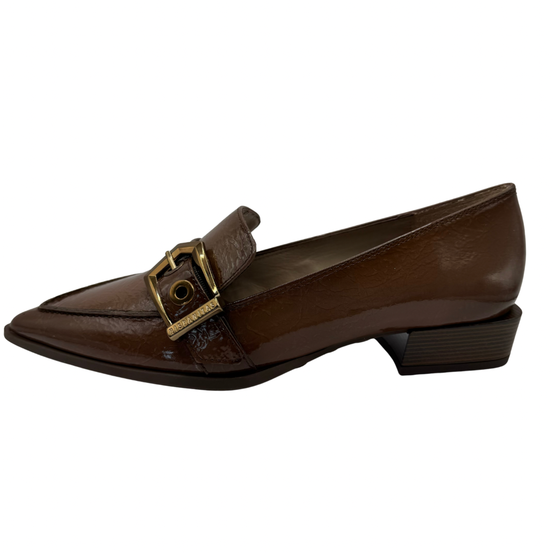 Hispanitas Brown Patent Pointed Loafers