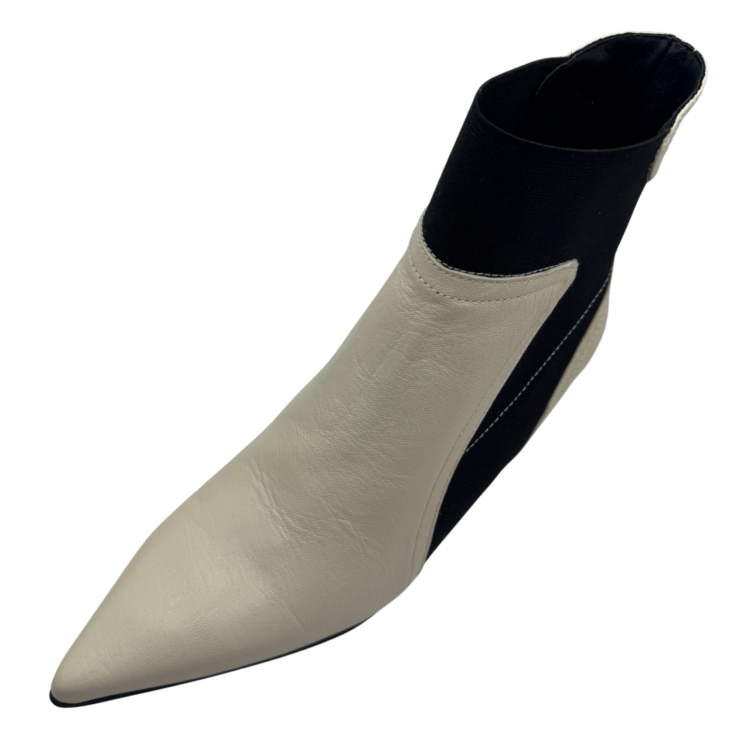 Marian Cream &amp; Black Pointed Heeled Boots