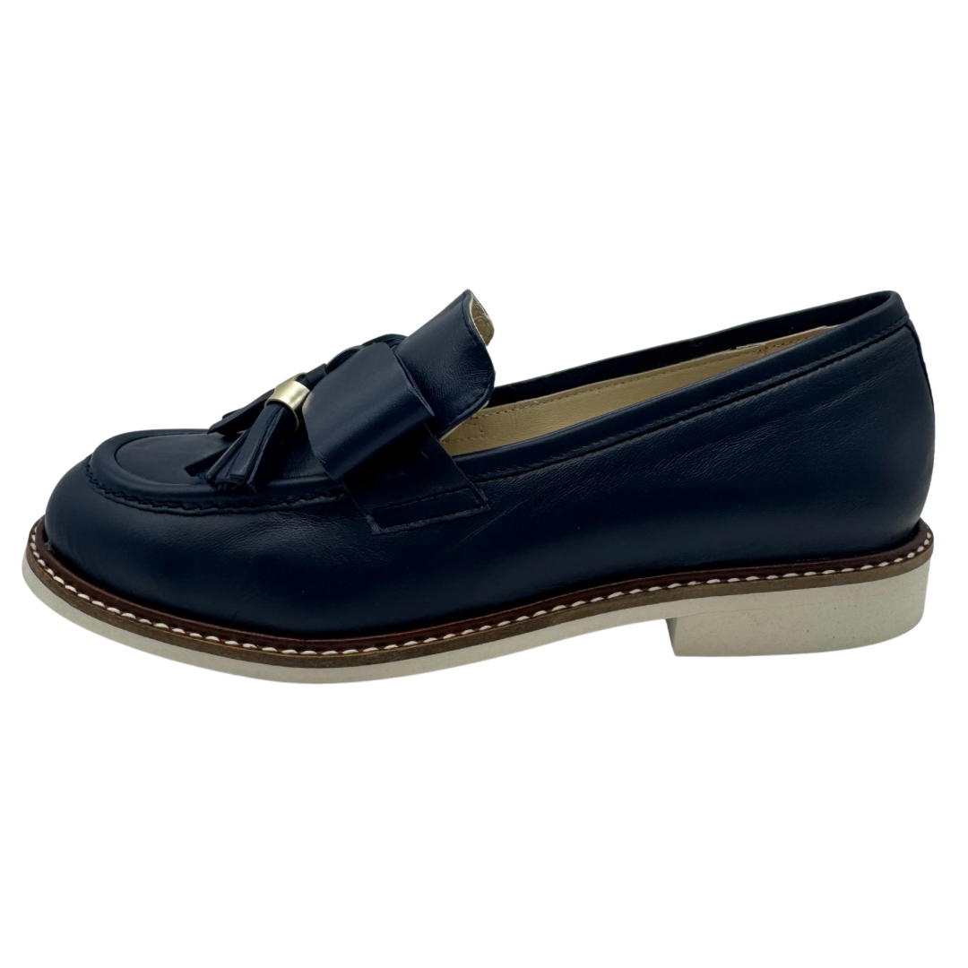 Marian Navy Loafers with Bow &amp; Tassle Detail
