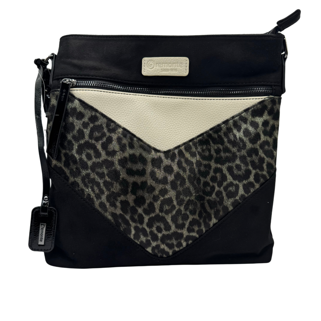 Remonte Black, Cream &amp; Leopard Print Crossbody