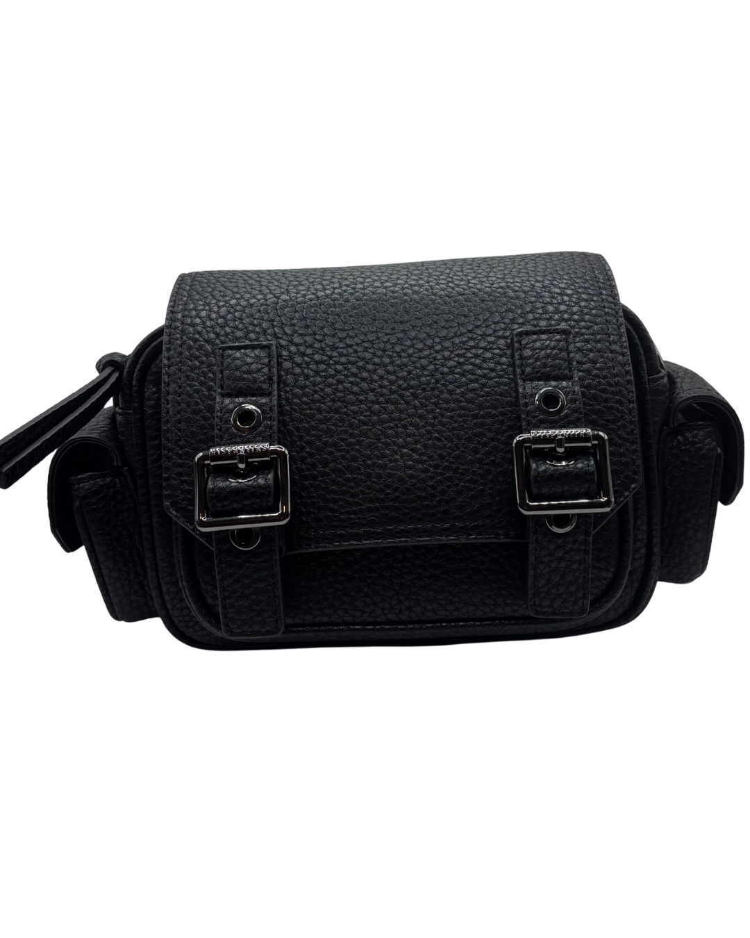 Hispanitas Black Crossbody Bag with Buckle Detail