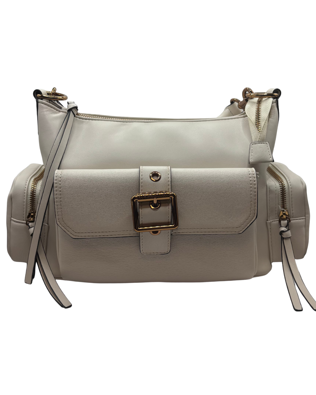 Hispanitas Cream Large Handbag with Side Pockets