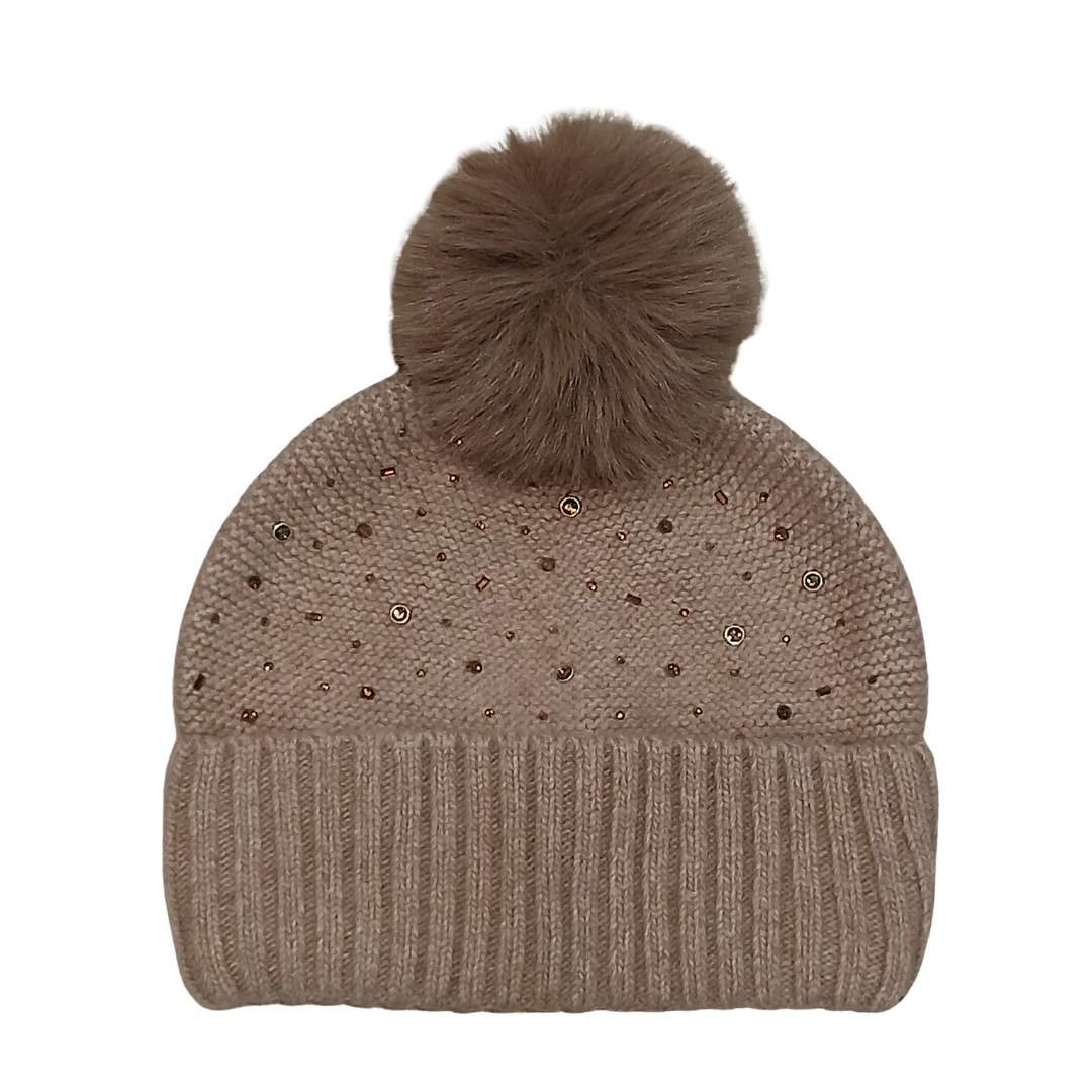 Beige Diamnte Hat