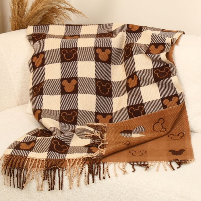 Two Tone Brown Checked Scarf