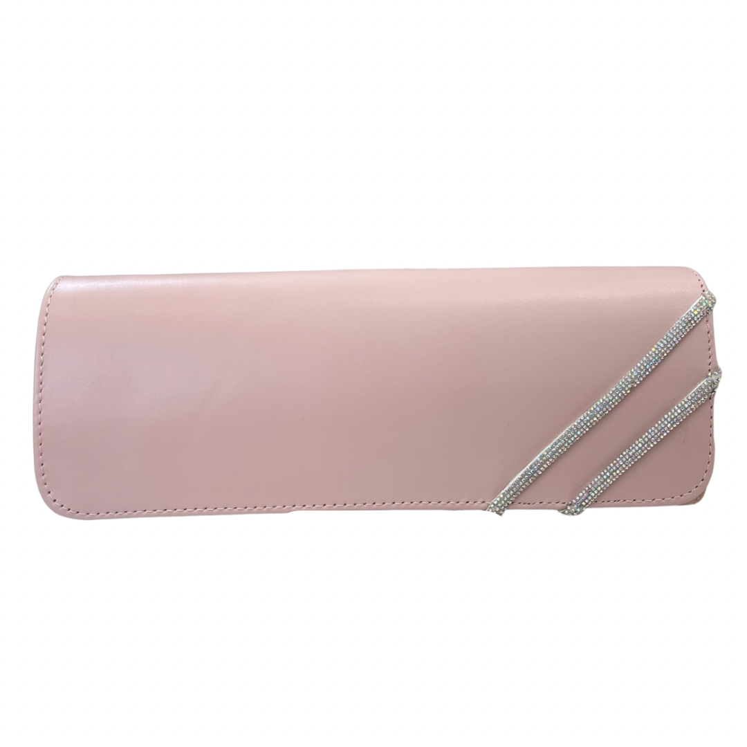 Emis Pink Clutch Bag with Double Diamanté Strips