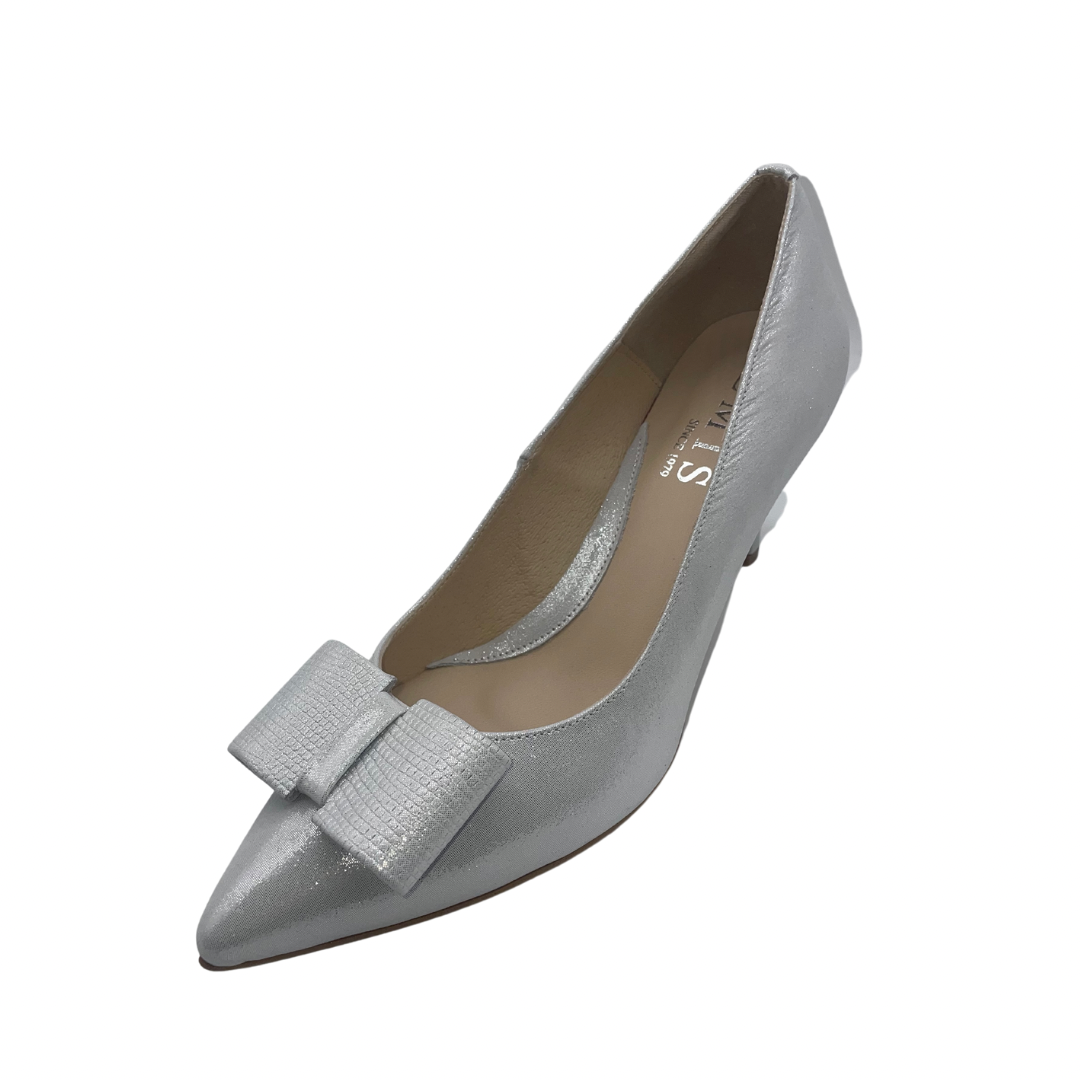 Emis Silver Shimmer Heel with Bow