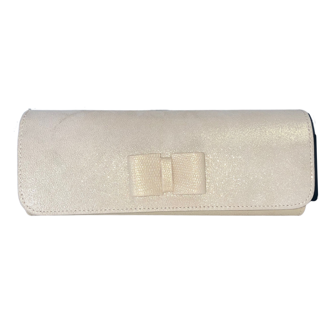 Emis Gold Shimmer Clutch Bag with Bow